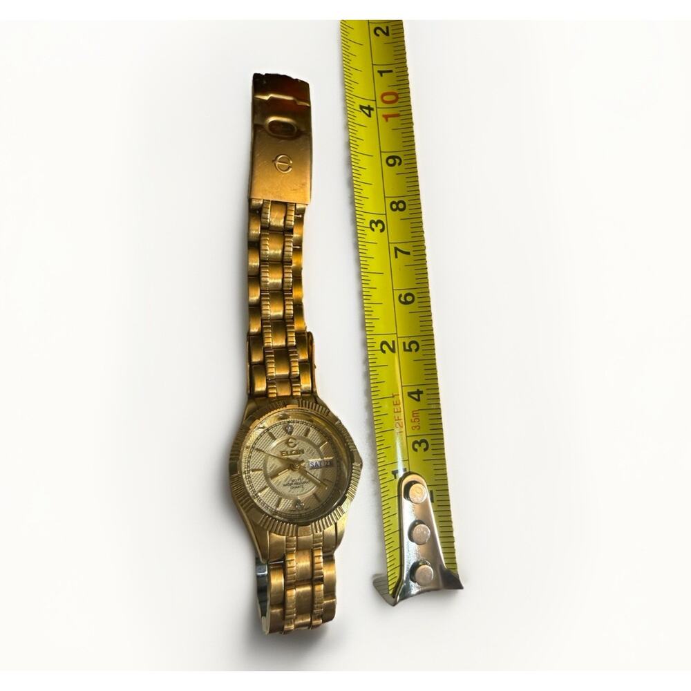 Elgin women’s Gold Tone Small Quartz Watch Day/Date‎ 100ft Water Resistant - Picture 11 of 12